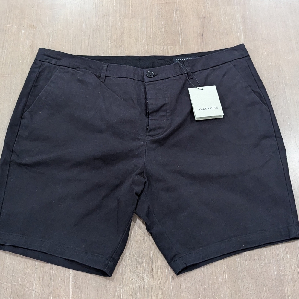 Mens ALLSAINTS "Neiva" Front Stretch Shorts Black